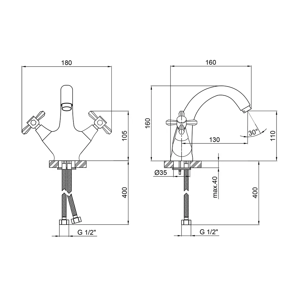 Смеситель для умывальника Q-tap Liberty ORO 161 - Фото 2