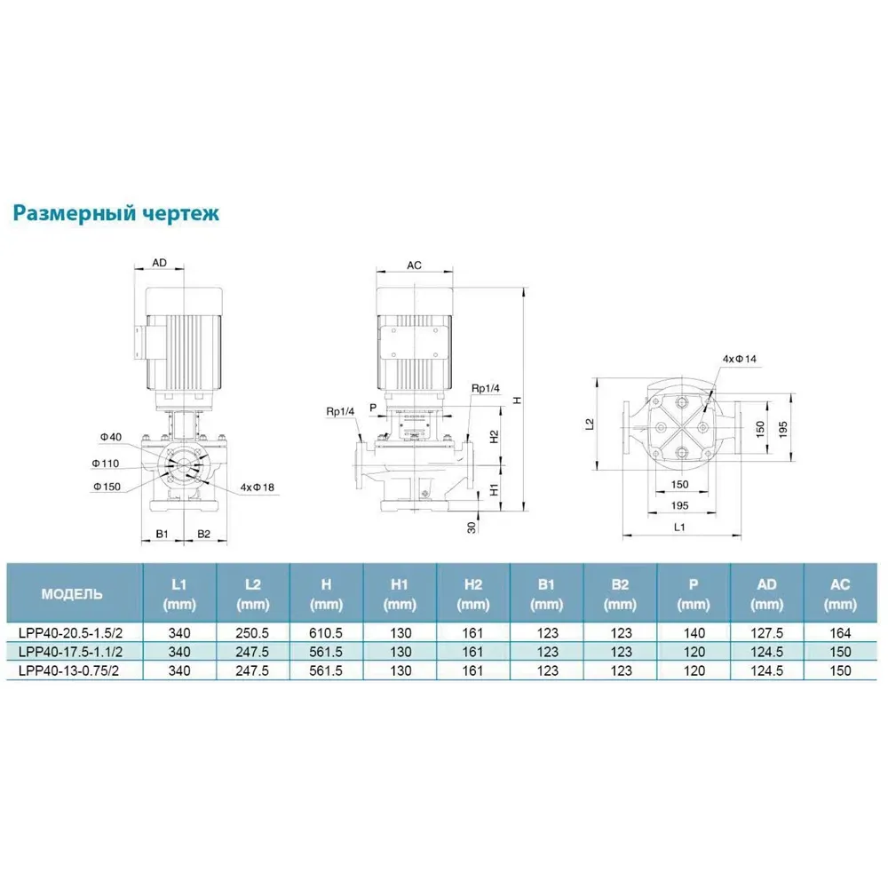 Насос центробежный вертикальный LEO (Aquatica) 7714123 0,75 кВт (3 фазы) - Фото 4