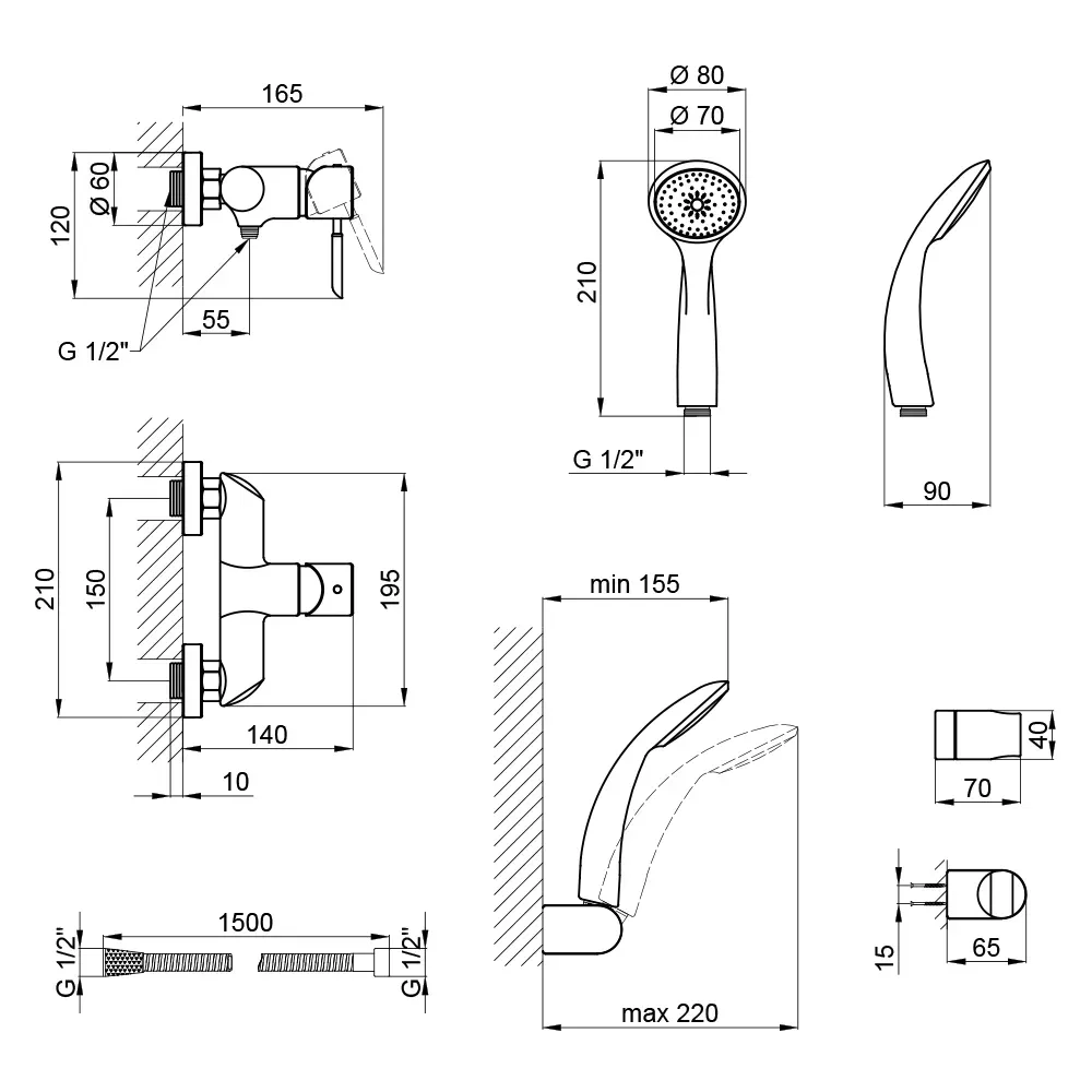 Смеситель для душевой кабины Q-tap Elit СRM 010 - Фото 2