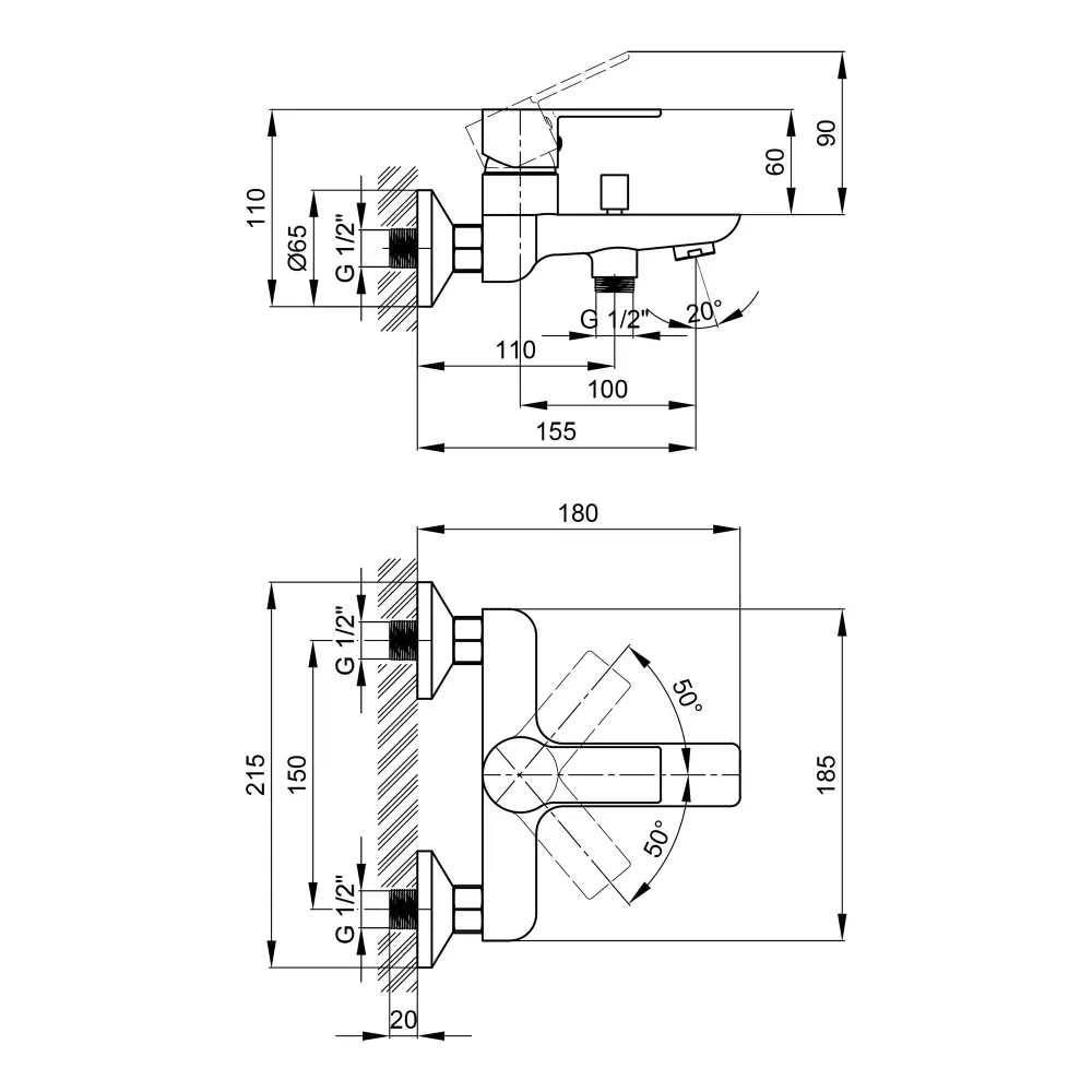 Смеситель для ванны Qtap Ustek 3016107DCW - Фото 2
