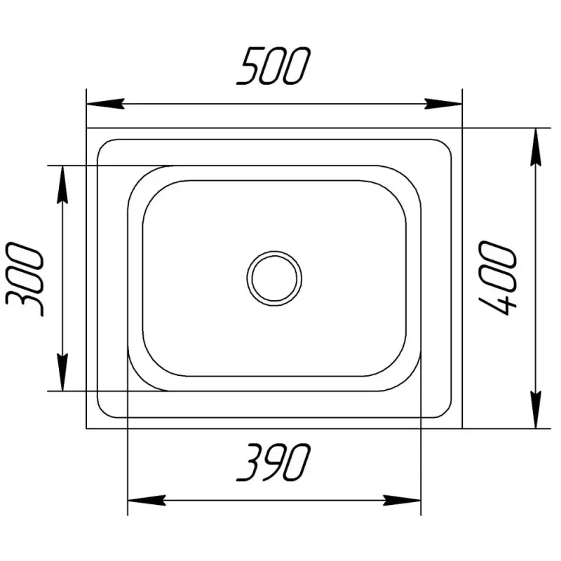 Мийка накладна UA 50 х 40 см 0,4 мм - Фото 2