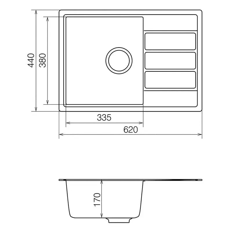 Кухонная мойка VANKOR Easy EMP 02.62 White stone + сифон VANKOR - Фото 4