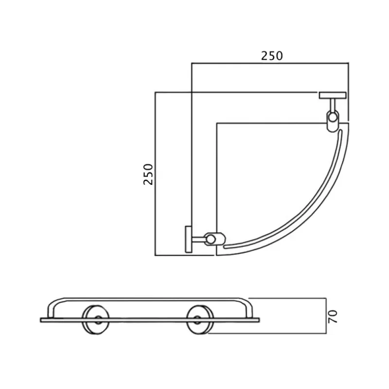Поличка скляна кутова одинарна Lidz (CRG)-114.10.01 - Фото 2