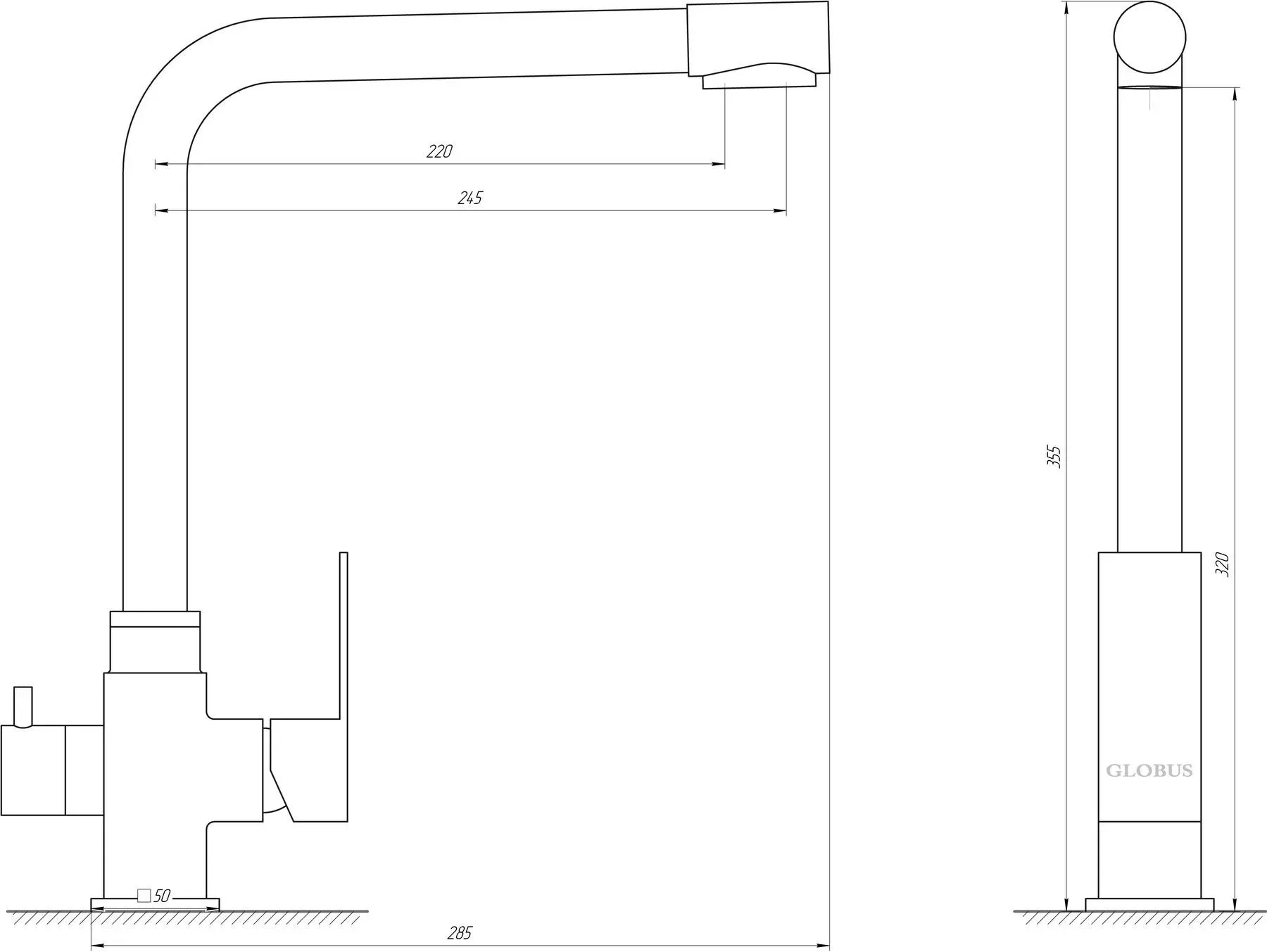 Смеситель для кухни с фильтром Globus Lux ALPEN SUS-0110-1 - Фото 2