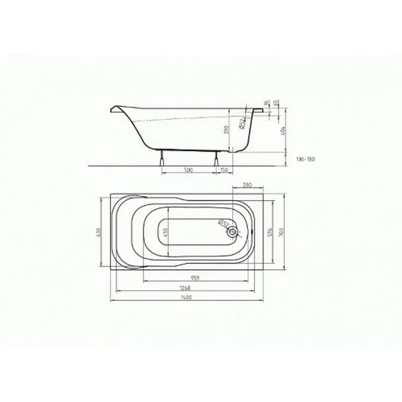 Ванна акрилова 140 х 70 KOLO SENSA - Фото 2