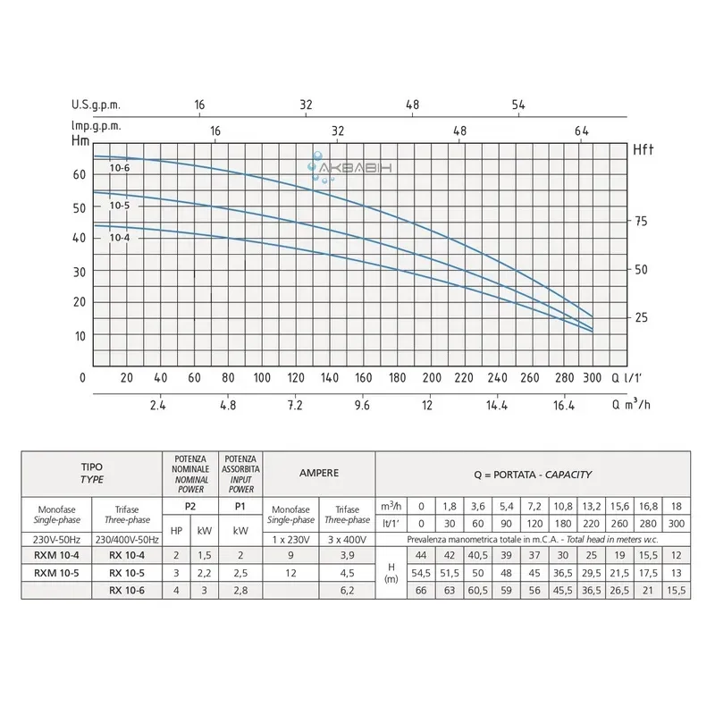 Насос багатоступеневий Speroni RX 10-6 (3,0 кВт) 3Ф - Фото 2