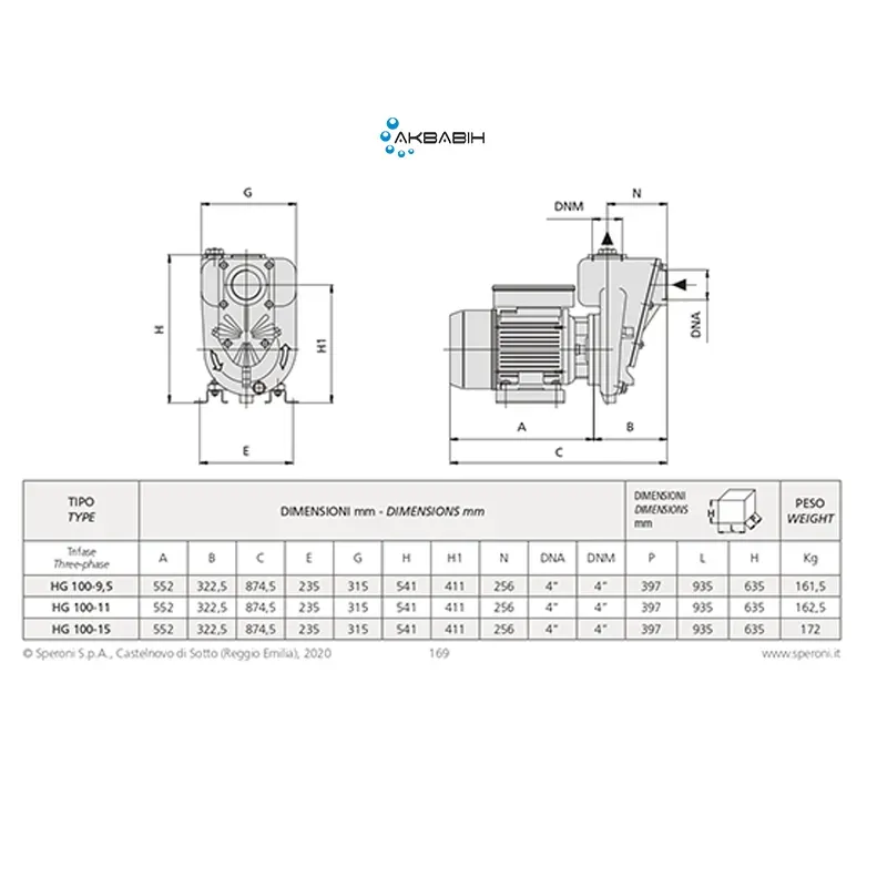 Насос центробежный Speroni HG 100-15 (15 кВт) 3Ф для слегка загрязненной воды - Фото 3