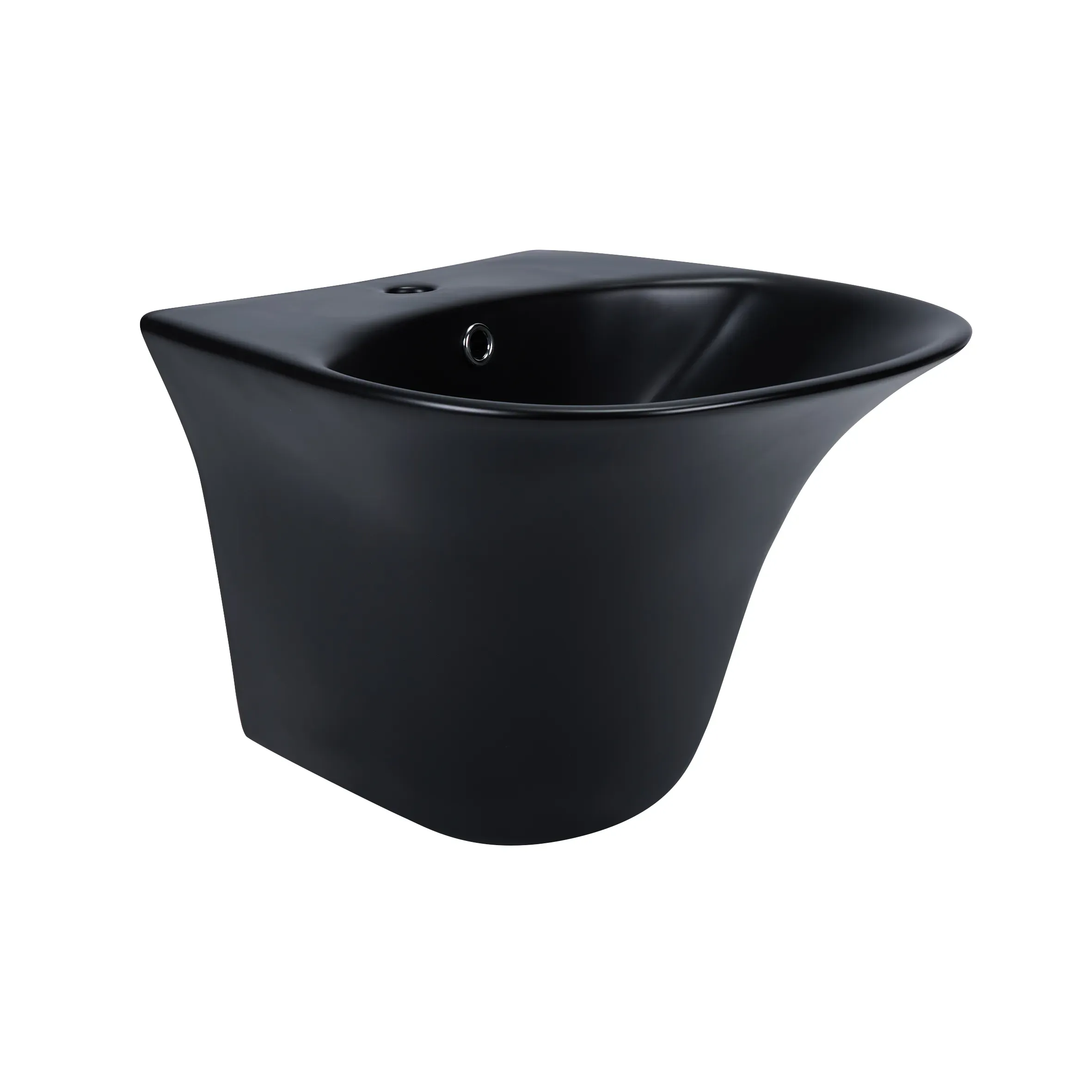 Раковина подвесная моноблок Qtap Virgo 550х430х400 Matt black с донным клапаном QT1811037GMB - Фото 3