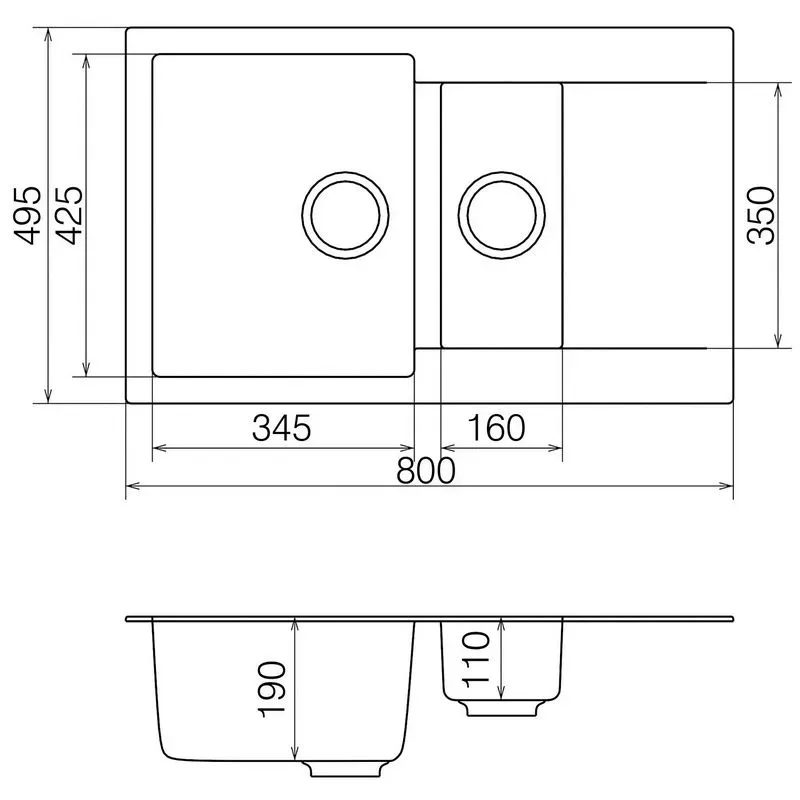 Кухонна мийка VANKOR Orman OMP 04.80 Terra + сифон автомат VANKOR - Фото 4