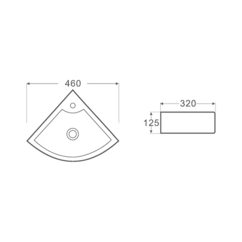 Умывальник подвесной Q-tap Kiwi WHI 4299/F008 435 мм с донным клапаном угловой - Фото 2