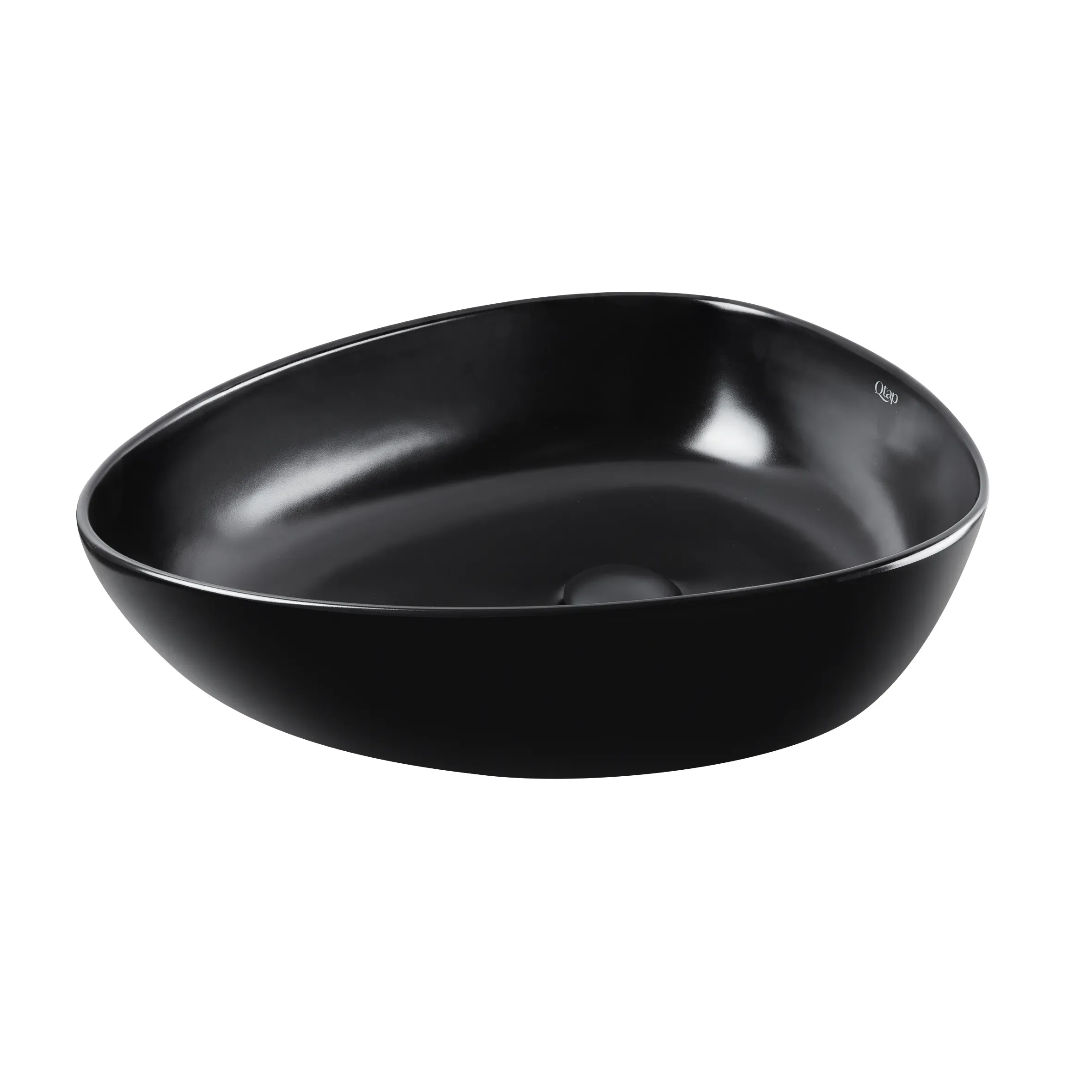 Раковина-чаша Qtap Leo 400x350x160 Matt black с донным клапаном QT1111A053MB - Фото 3