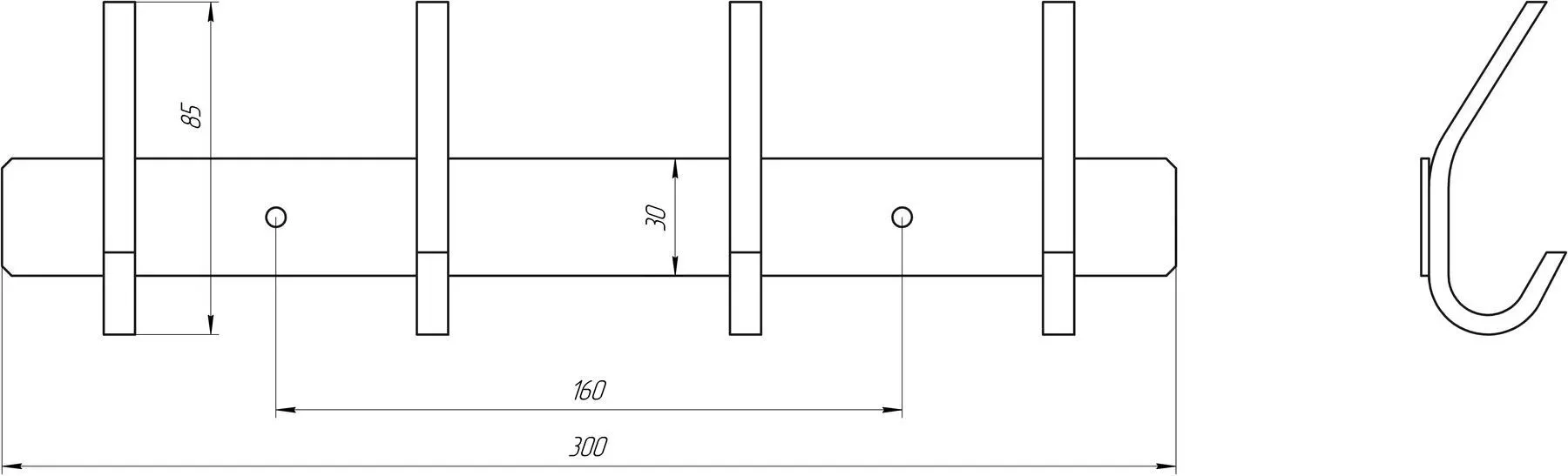 Планка з гачками Globus Lux SQ 9435-4 четверний - Фото 2