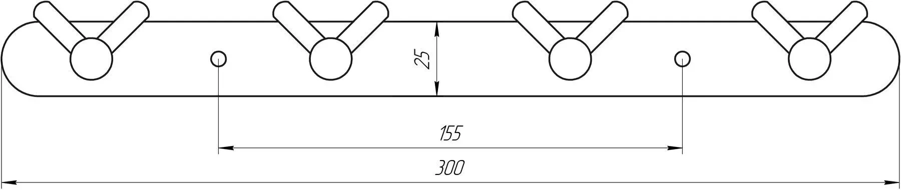 Планка з гачками Globus Lux SS 8435-4 четверний - Фото 3