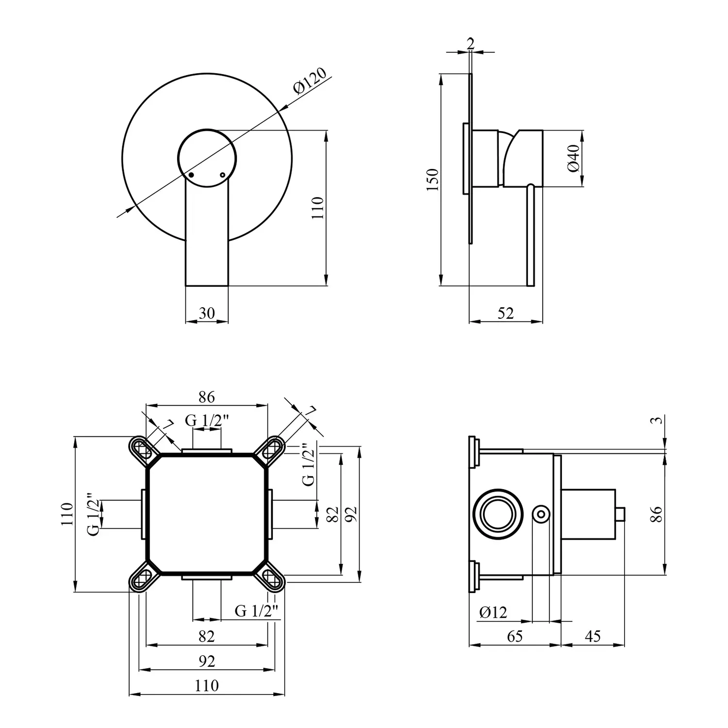 Змішувач прихованого монтажу Kroner KRP Basis - C080 - Фото 2