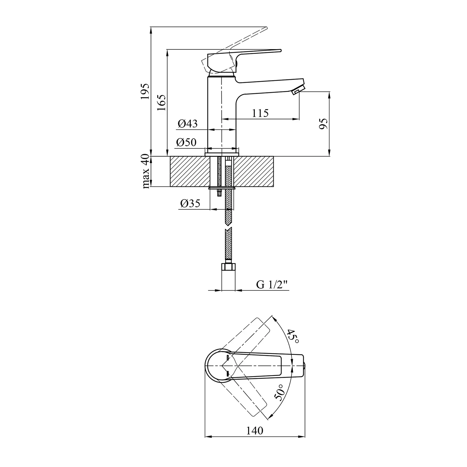 Змішувач для раковини Kroner KRP Hagen - C010 - Фото 2