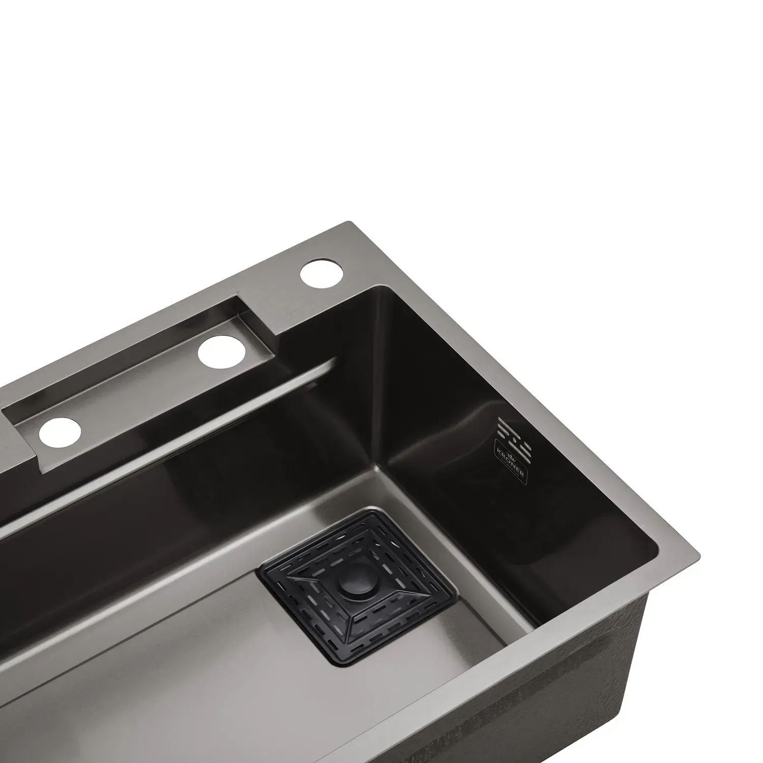Кухонная мойка Kroner KRP Schwarze - SET7545HM PVD (3.0/0.8 мм) - Фото 13