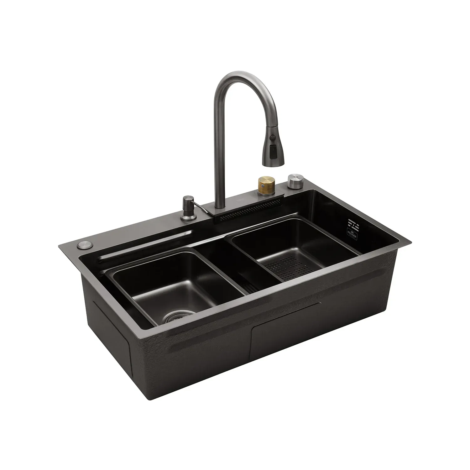 Кухонная мойка Kroner KRP Schwarze - SET7545HM PVD (3.0/0.8 мм) - Фото 4