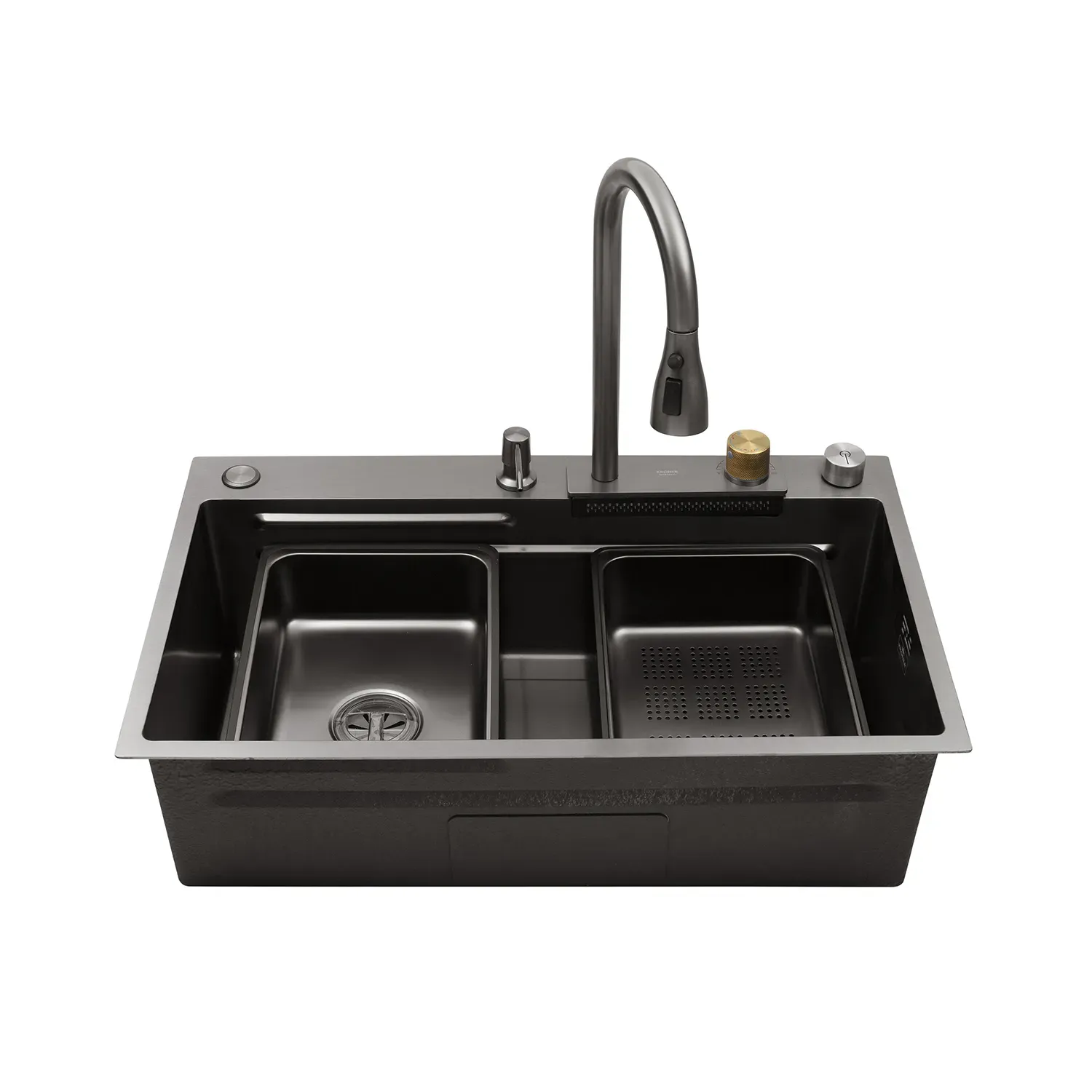 Кухонная мойка Kroner KRP Schwarze - SET7545HM PVD (3.0/0.8 мм) - Фото 6