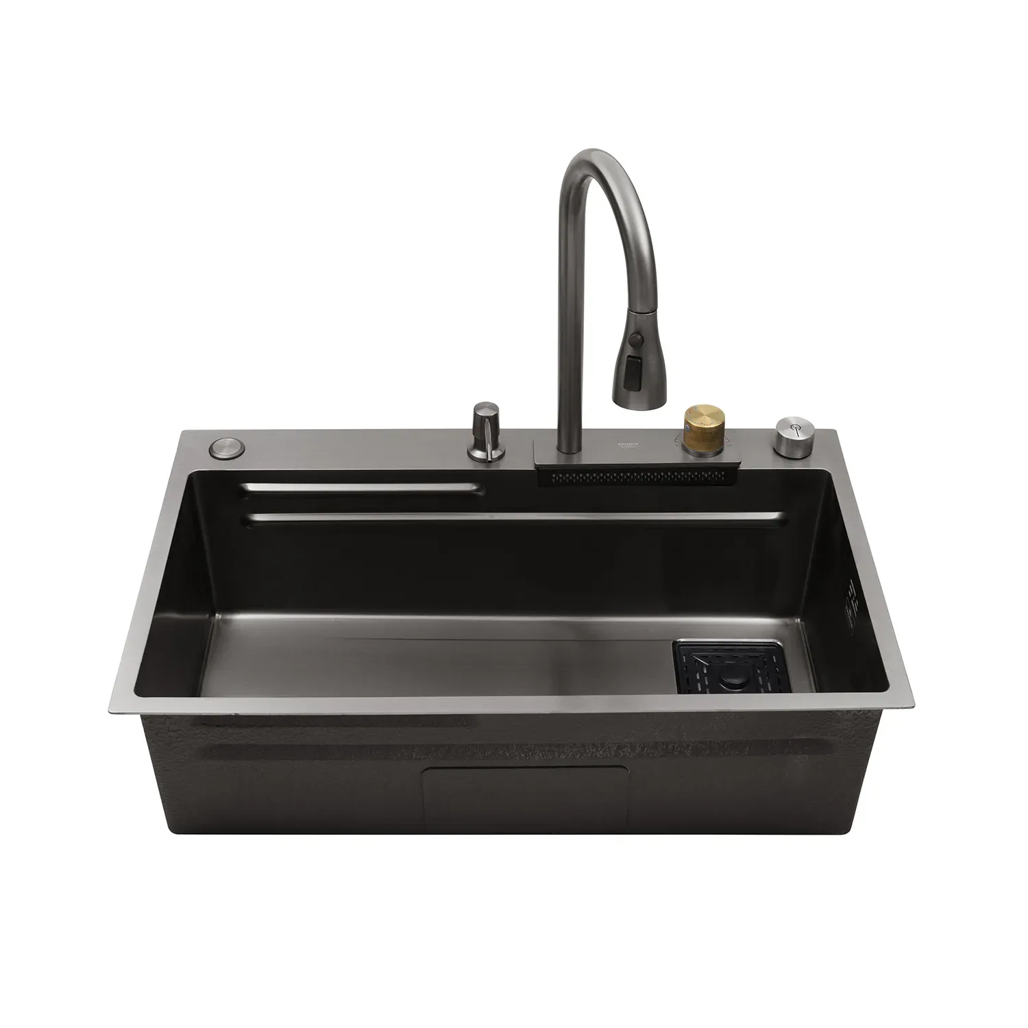 Кухонная мойка Kroner KRP Schwarze - SET7545HM PVD (3.0/0.8 мм) - Фото 7