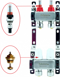 Колектор Hazer 1' х 2 виходи з витратомірами