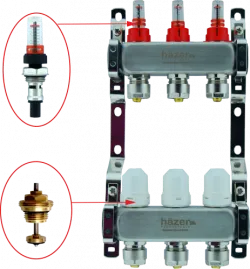 Колектор Hazer 1' х 3 виходи з витратомірами