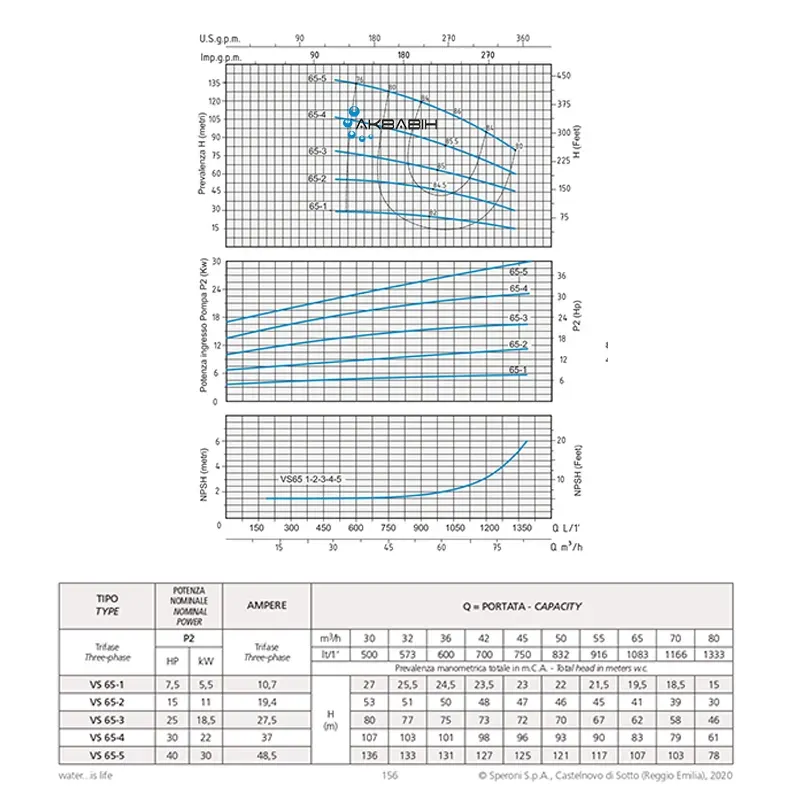 Насос многоступенчатый вертикальный Speroni VS 65-1 5,5 кВт 3Ф - Фото 2