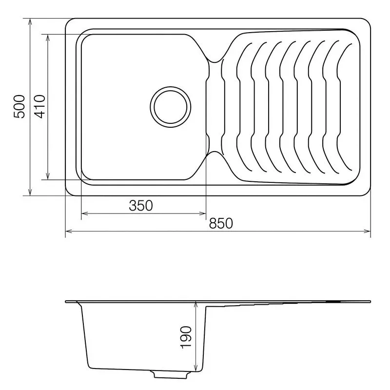 Кухонна мийка VANKOR Sigma SMP 02.85 Black + сифон VANKOR - Фото 4