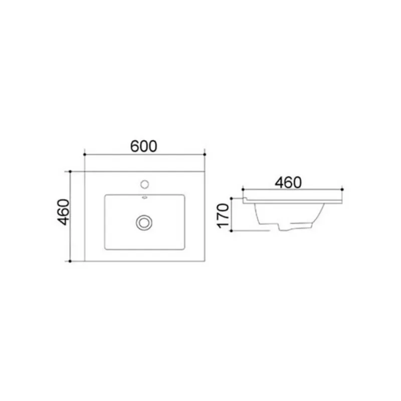 Умивальник врізний QT Albatross WHI 4530-600/F008 60 см. з донним клапаном - Фото 2