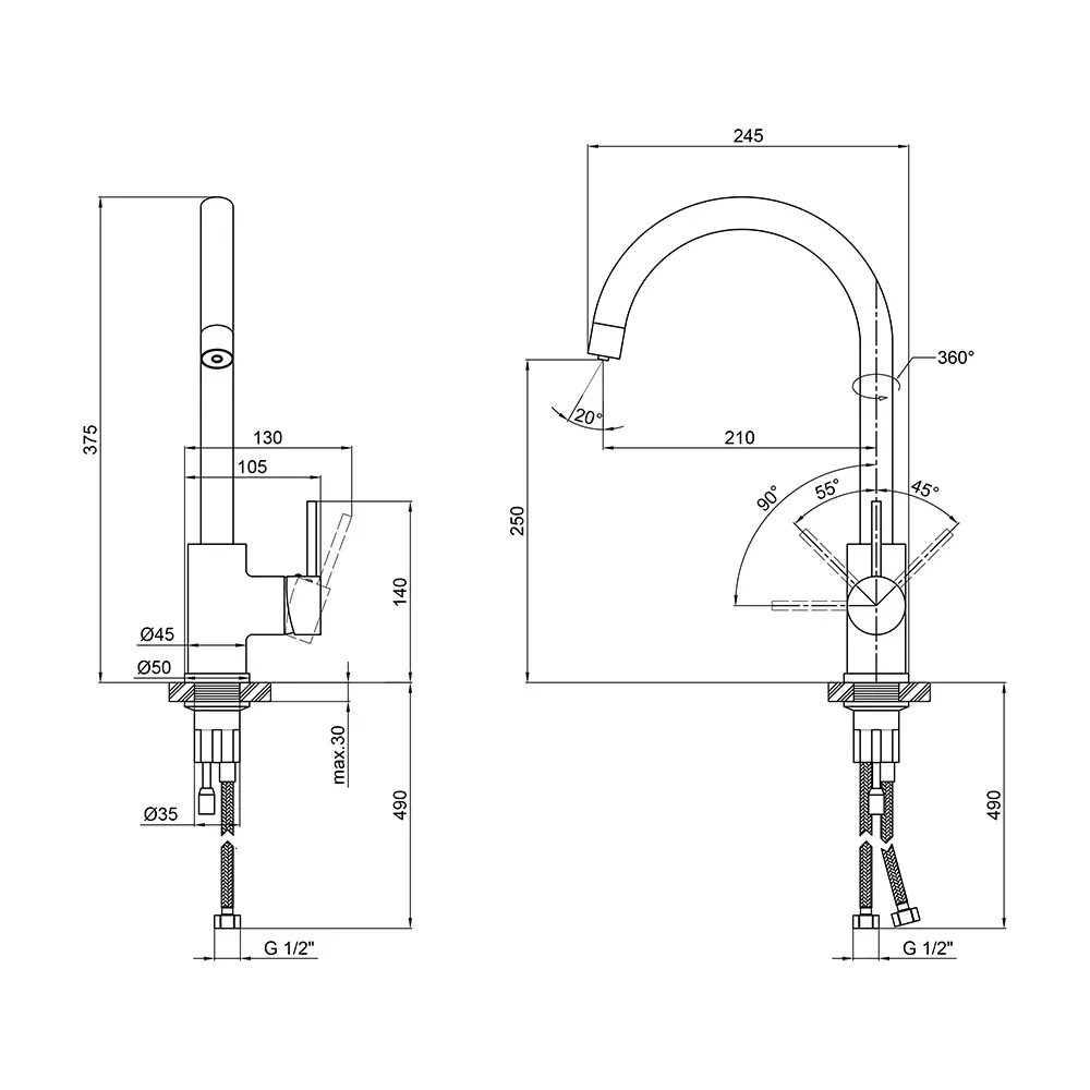 Змішувач для кухні Q-tap Spring CRM 007F-2 з фільтром - Фото 2
