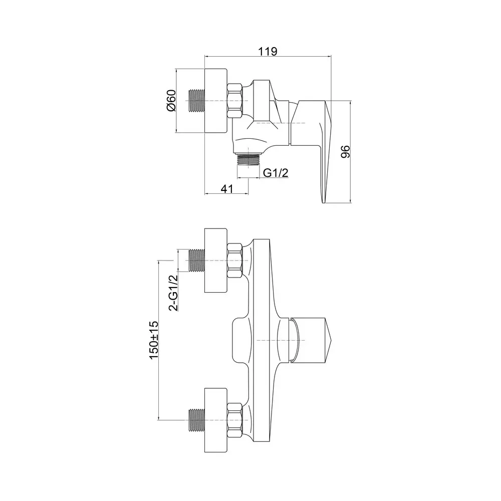 Смеситель для душевой кабины QT Estet CRM 010 - Фото 2