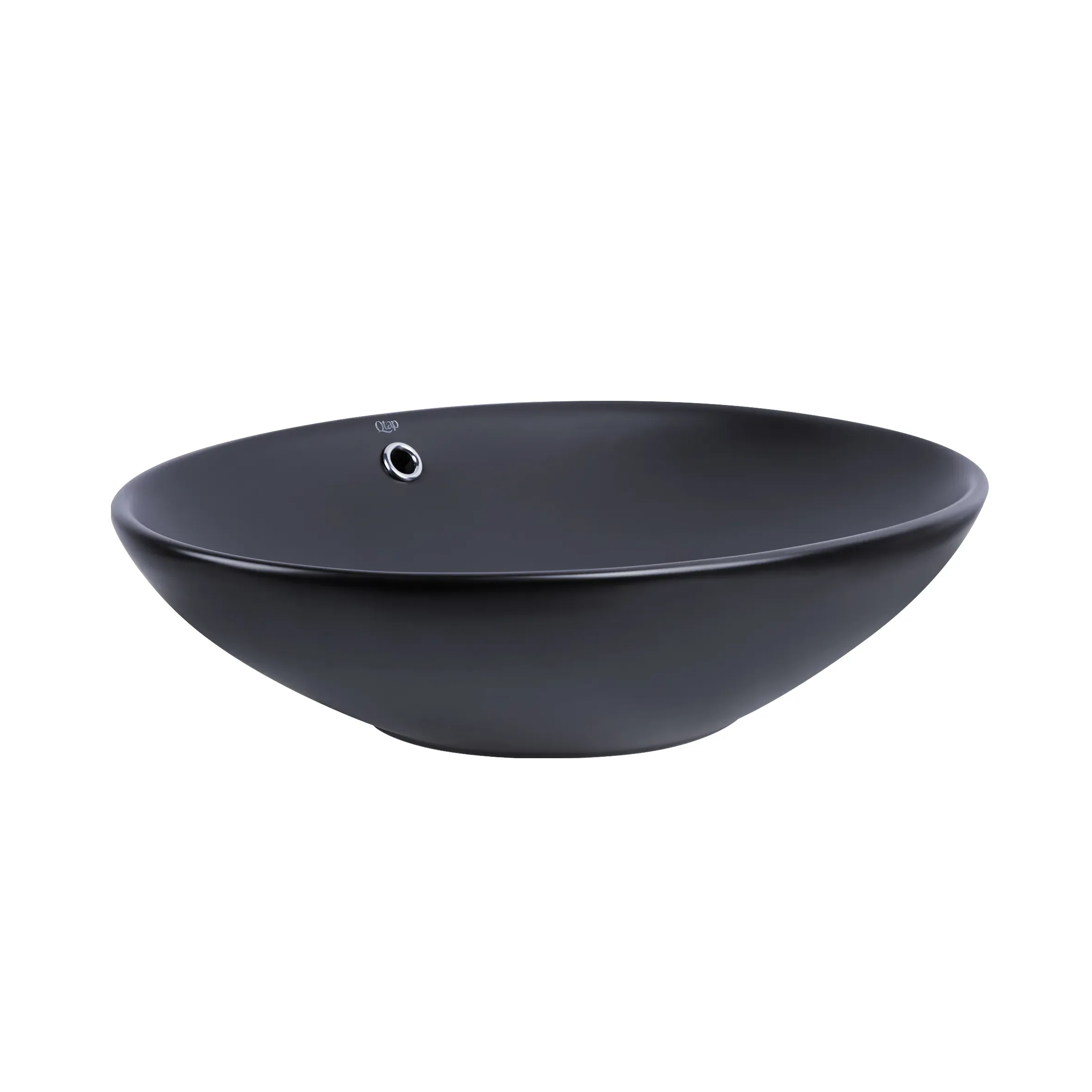 Раковина-чаша Qtap Dove 625х415х150 Matt black с донным клапаном QT063077MBMB - Фото 4