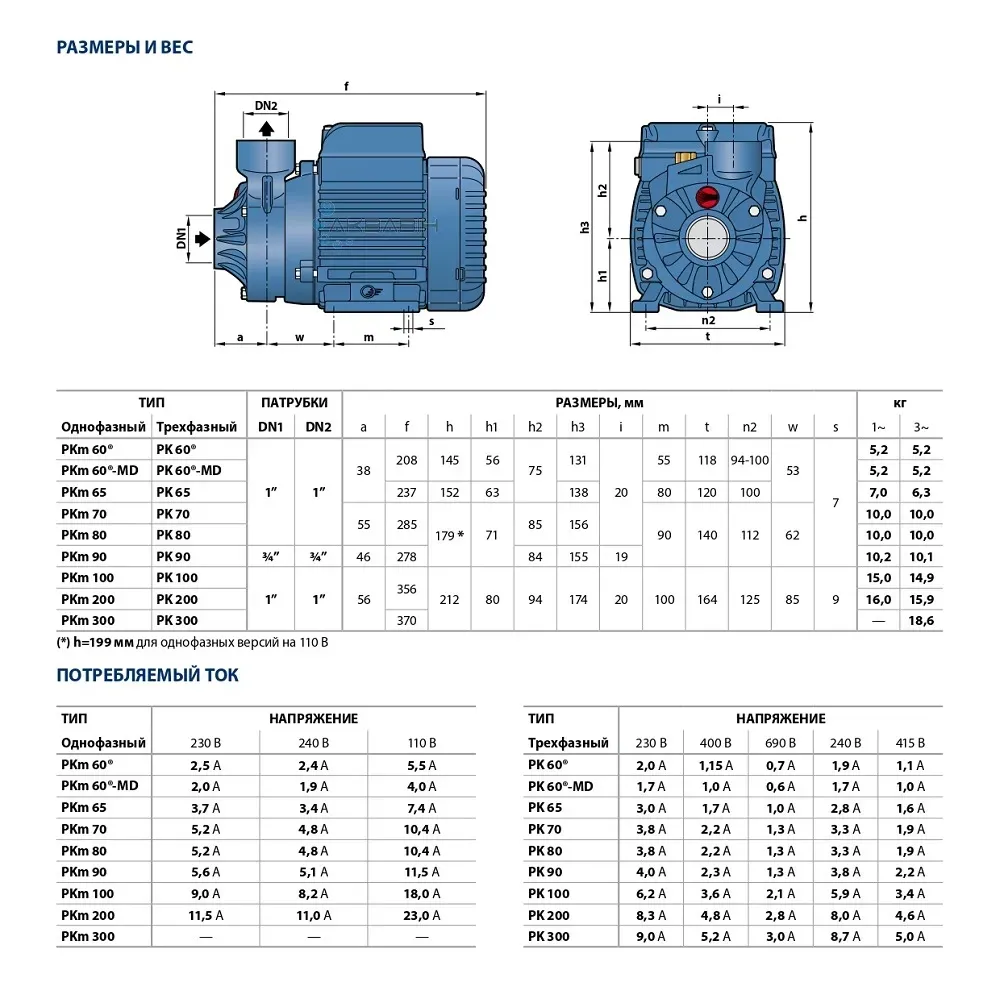Насос вихровий Pedrollo PKm 60 (0,37кВт) - Фото 6