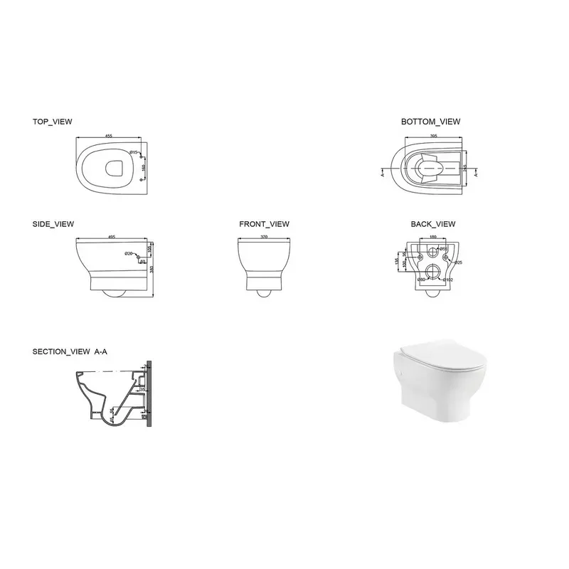 Унитаз подвесной Devit Fresh 3120121 безободковый, сиденье дюропласт Soft-Close - Фото 2