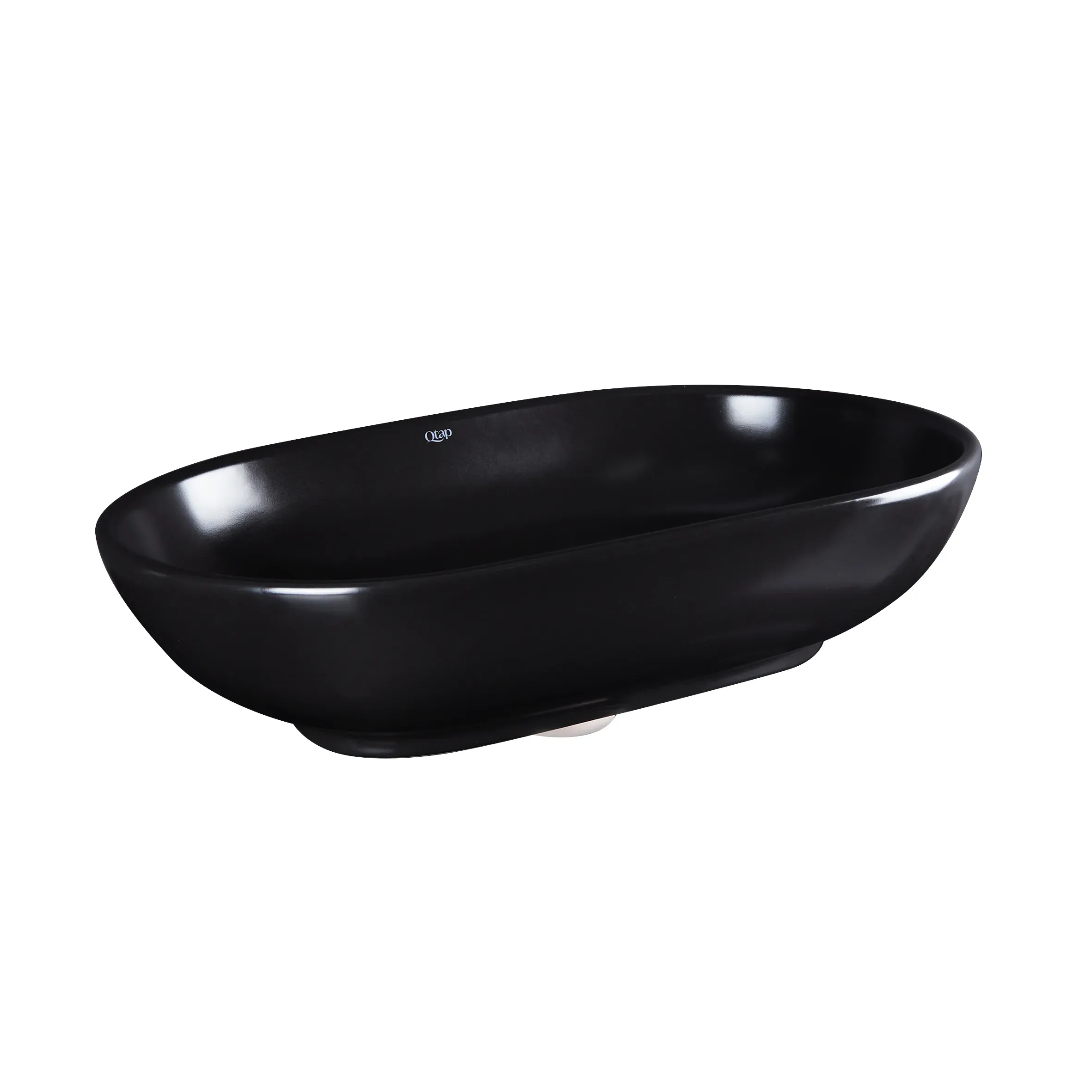 Раковина-чаша Qtap Leo 585х380х180 Matt black с донным клапаном QT1111A028MB - Фото 4