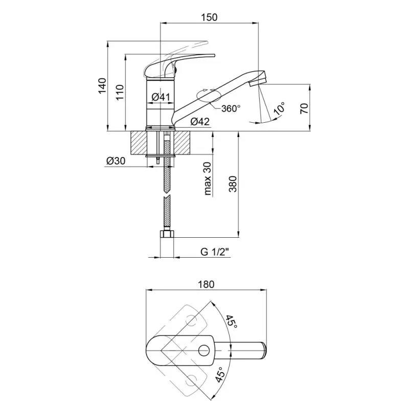 Змішувач для кухні Lidz (CRM) Mars 81 002M - Фото 2
