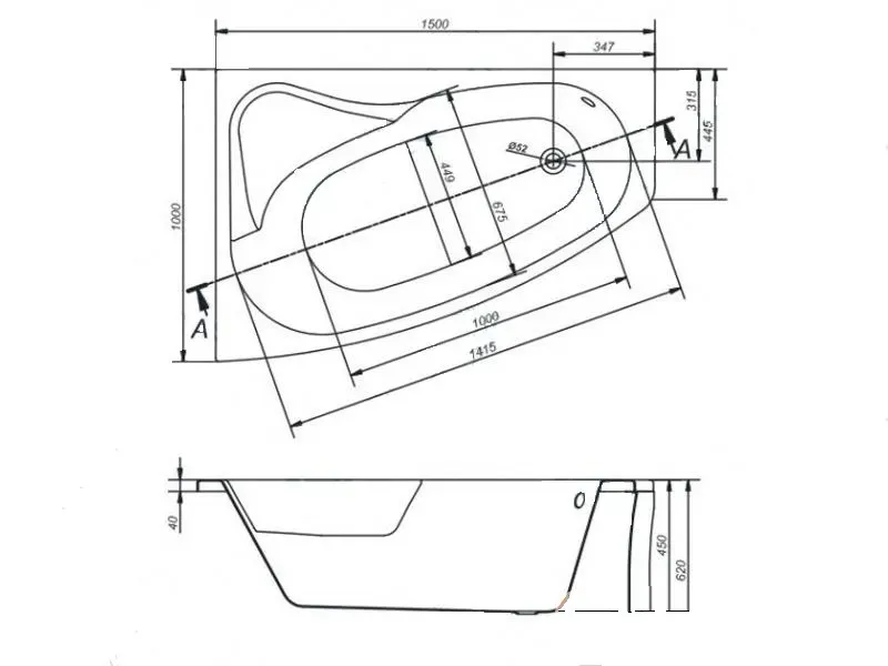 Ванная 150 х 100 CERSANIT SICILIA акриловая правая угловая на ножках - Фото 3