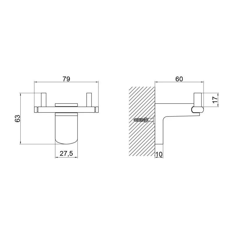 Гачок Lidz (CRM) 123.06.02 подвійний настінний - Фото 2