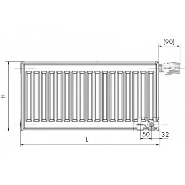 Радіатор сталевий KORADO T22 900 х 500 бокове підключення (без кріплень) - Фото 2