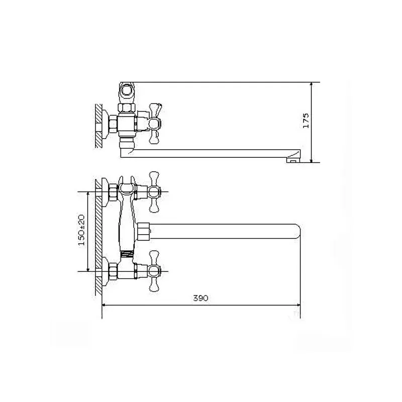 Смеситель для ванны ZEGOR (крест) DST7 - A827 длин. нос - Фото 2