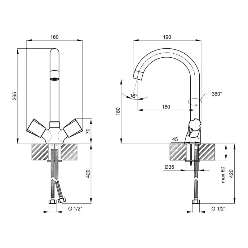 Смеситель для кухни Lidz (CRM) Mix 17 272-8 - Фото 2