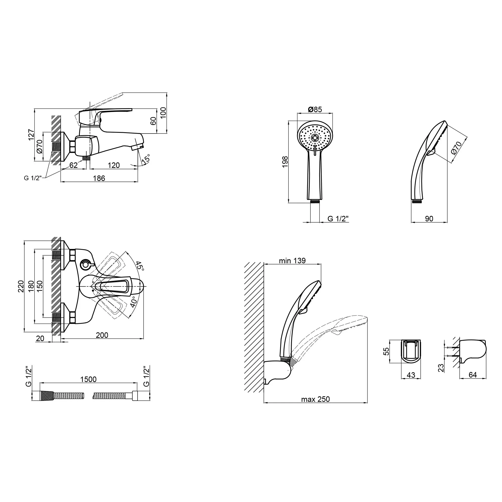Смеситель для ванны QTAP Hansberg CRM 006 NEW (кор. нос) - Фото 2