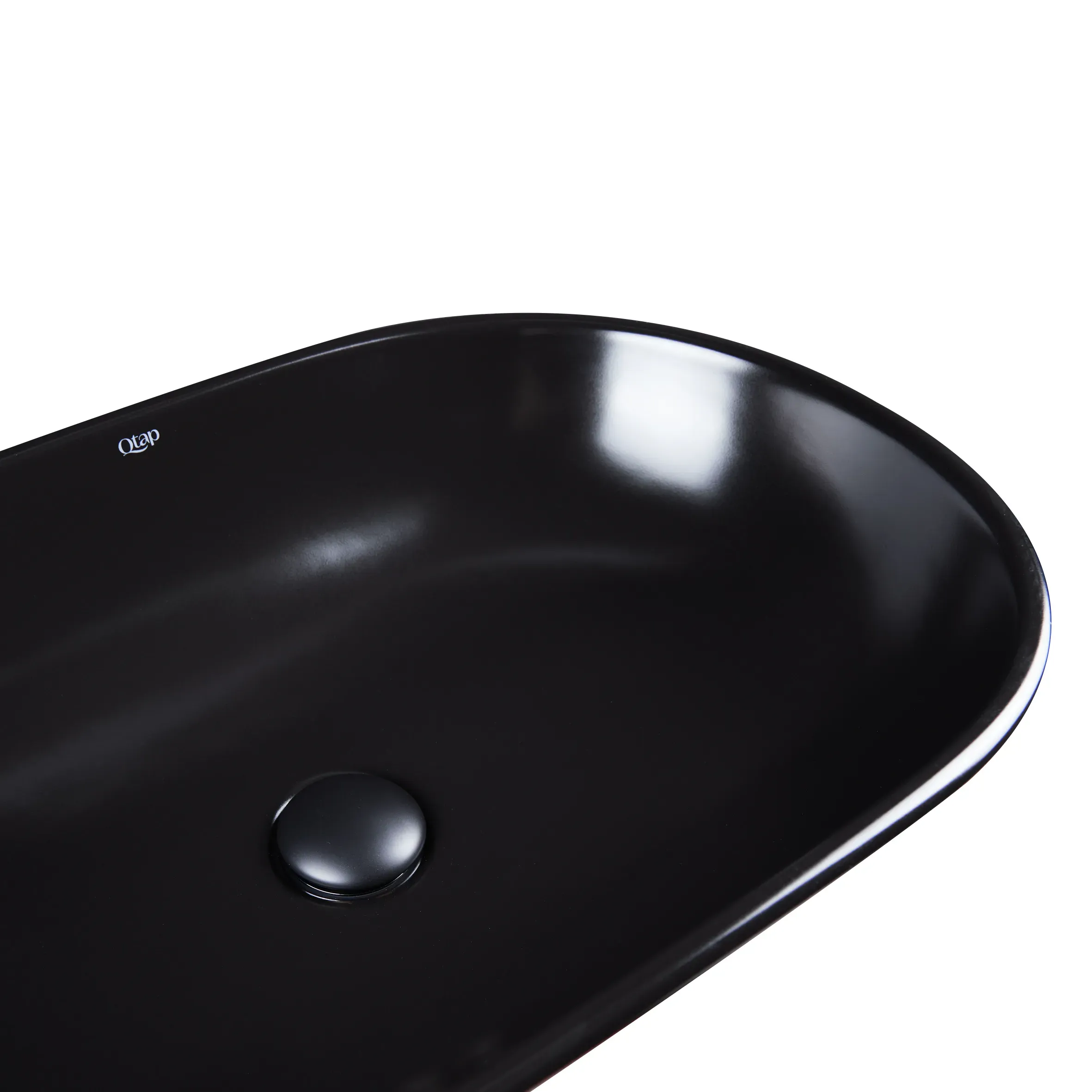 Раковина-чаша Qtap Leo 585х380х180 Matt black с донным клапаном QT1111A028MB - Фото 5
