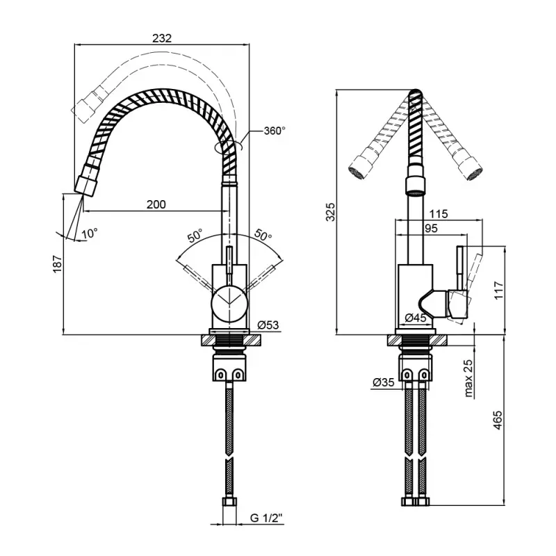 Змішувач для кухні Lidz (NKS) 12 32 015F-4 (рефлекторний ніс) - Фото 2