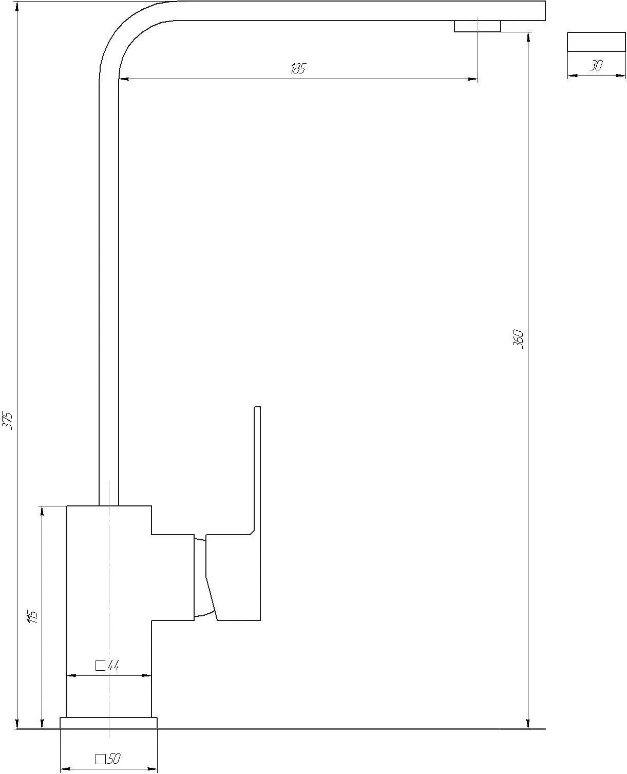 Змішувач для кухні Globus Lux SHK-203S-M Нержавіюча сталь - Фото 2
