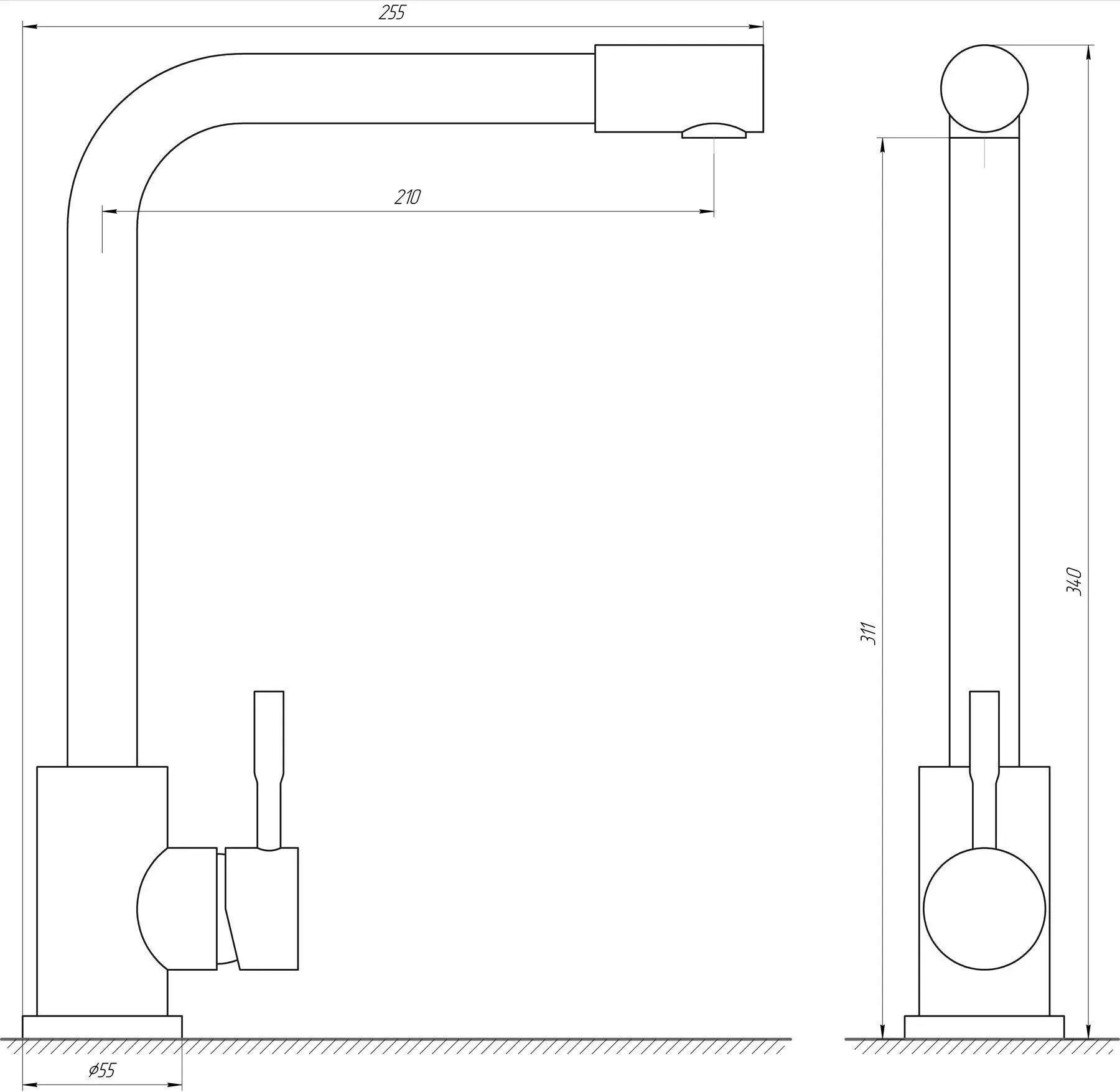 Змішувач для кухні Globus Lux ALPEN SUS-403 Нержавіюча сталь - Фото 2