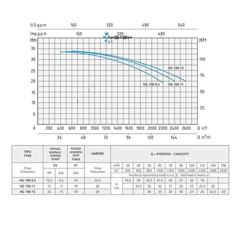 Насос центробежный Speroni HG 100-9,5 (9,2 кВт) 3Ф для слегка загрязненной воды - Фото 2