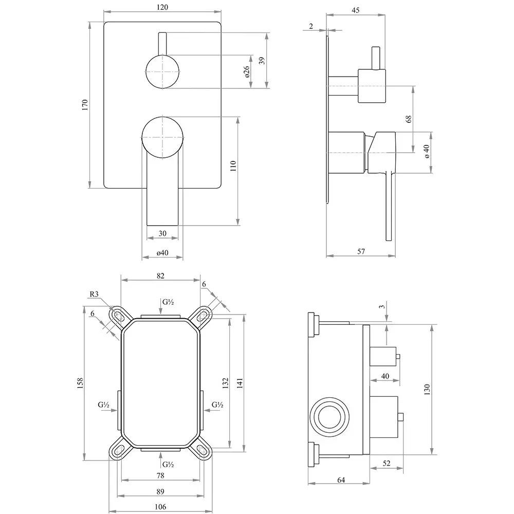 Смеситель встроенного монтажа QTAP Form CRM 010-22 SQ - Фото 2