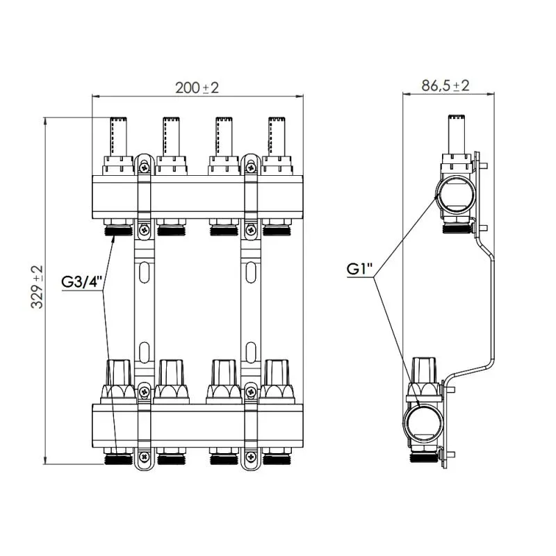 Коллектор с расходомерами SD Forte 1 "4 выхода SF001W4 - Фото 2
