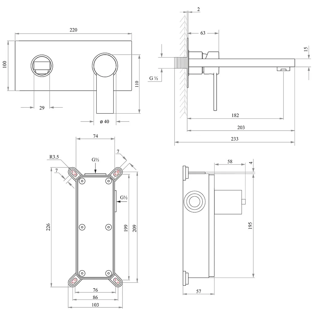 Змішувач для умивальника вбудованого монтажу Q-tap Form CRM 001B - Фото 2