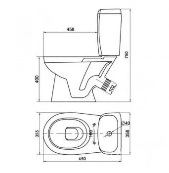 Унітаз Cersanit KORAL 031 (косий вихід, нижнє підключення) - Фото 2